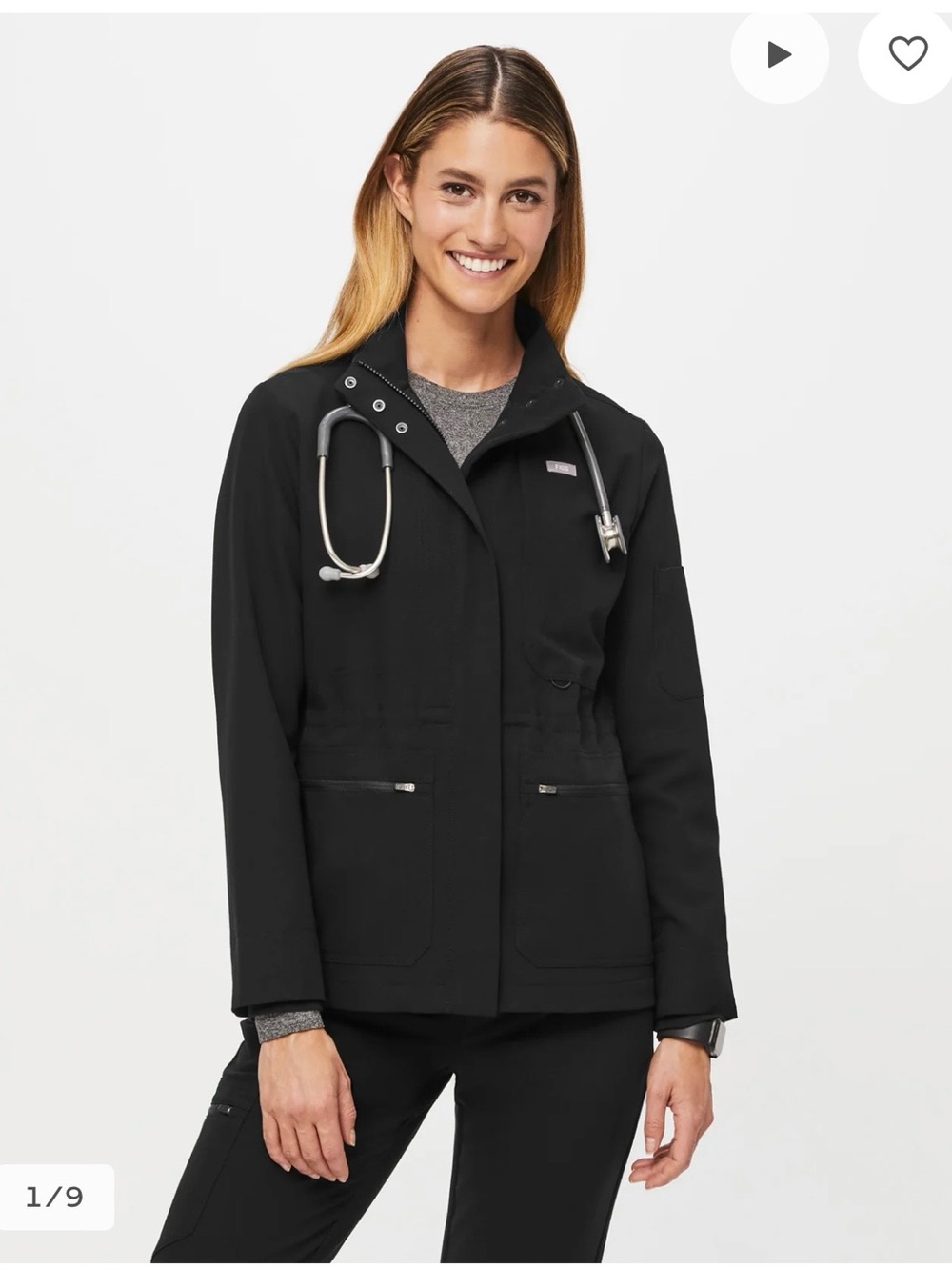 Figs Black Page Classic Scrub Jacket